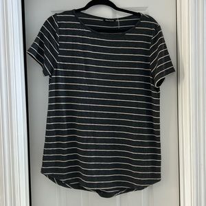 Pink Clover striped shirt with button back